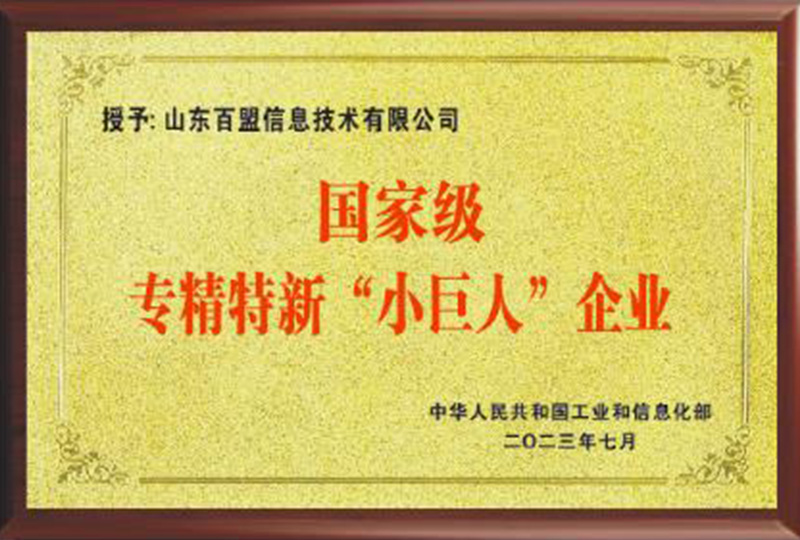 2023年7月荣获“国家专精特新“小巨人